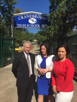 Highlighting the schools maintenance cost blowout under the Liberals at Cranebrook High School with Prue Car MP and Emma Husar MP.