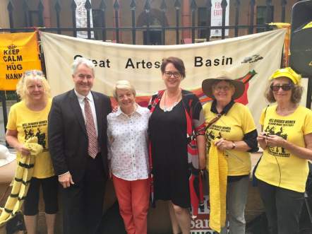 Out the front of Parliament House with Penny Sharpe MLC - standing with the Knitting Nannas and recommitting NSW Labor to putting the safety of our precious land and water ahead of coal seam gas. NSW Labor opposes the Santos Narrabri CSG proposal. November 2018